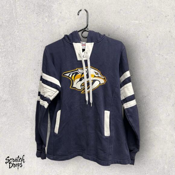 Vintage Y2K NHL Nashville Predators Hoodie Fabi Sportswear sz Medium - Picture 1 of 3